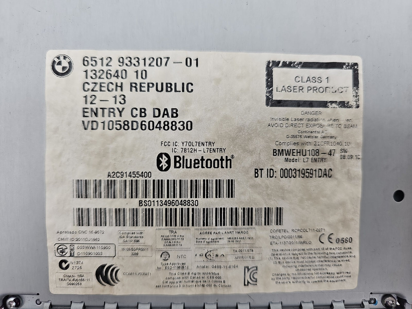 BMW 1 2 3 4 Series F20 F30 F32 Bluetooth CD Radio Head Unit 9331207