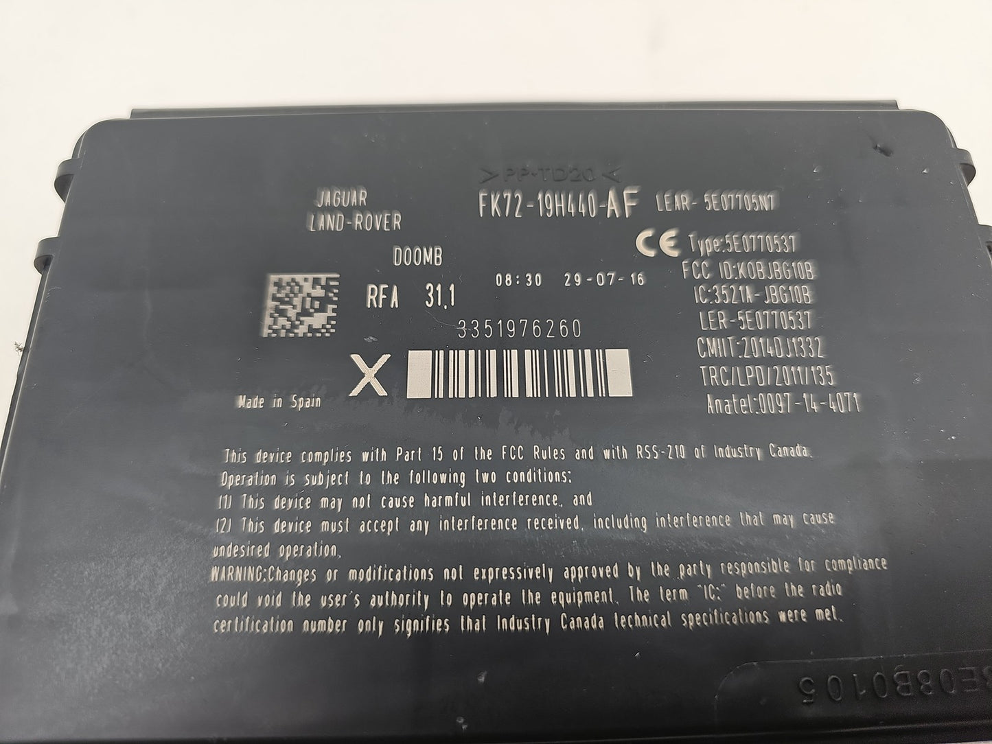 LAND ROVER / JAGUAR KEYLESS ENTRY CONTROL MODULE ECU UNIT FK72-19H440-AF OEM