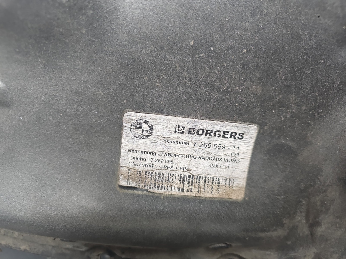 BMW 3 SERIES MK6 F31 F30 N/S PASSENGER SIDE LEFT FRONT WHEEL ARCH LINER