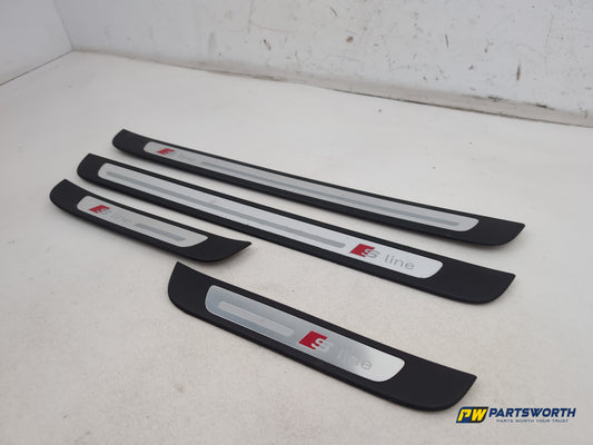 Audi A6 S Line Black Door Sill Trim Plate Set Front And Back 4g0853373 2011-2018 - photo 2