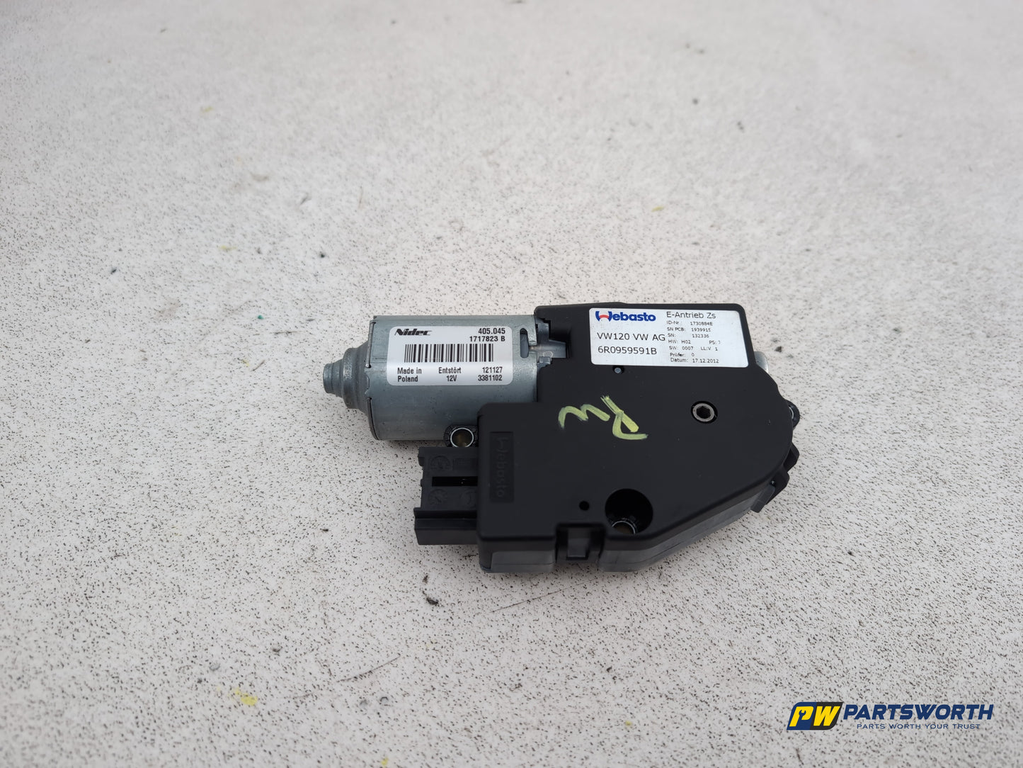 Skoda Citigo Se 12v Sunroof Electric Motor 6r0959591b 2012-2020