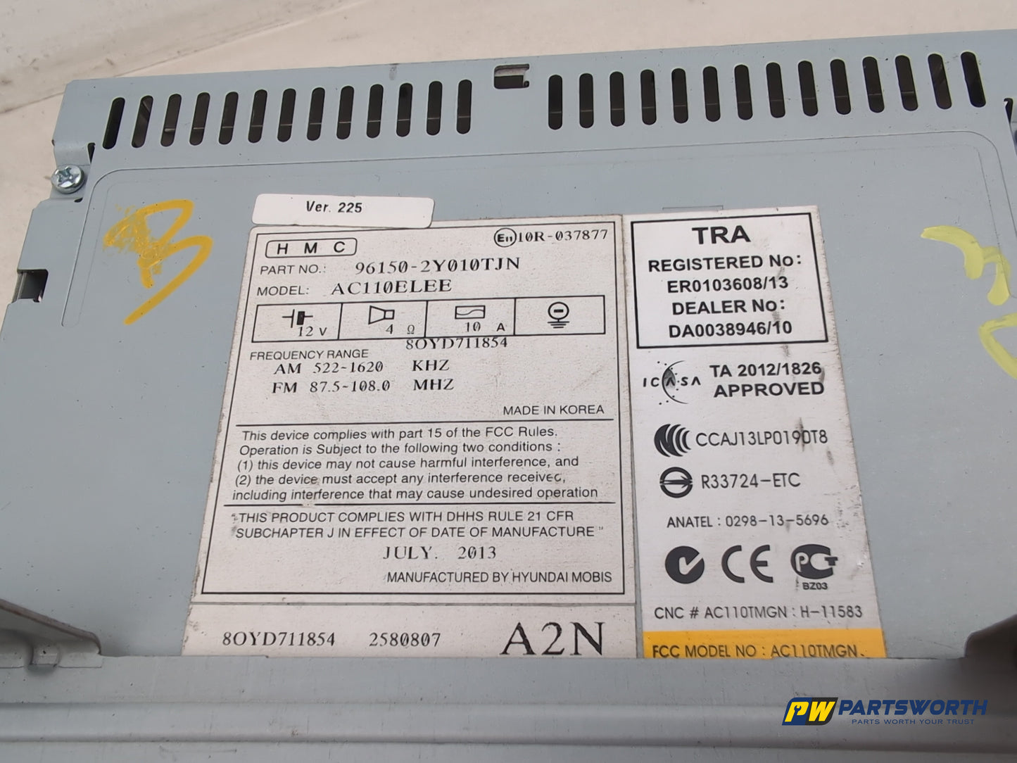 Hyundai Ix35 Style 2wd Crdi 134 Cd Player Head Unit 961502y010tjn 2011-2015 - photo 4